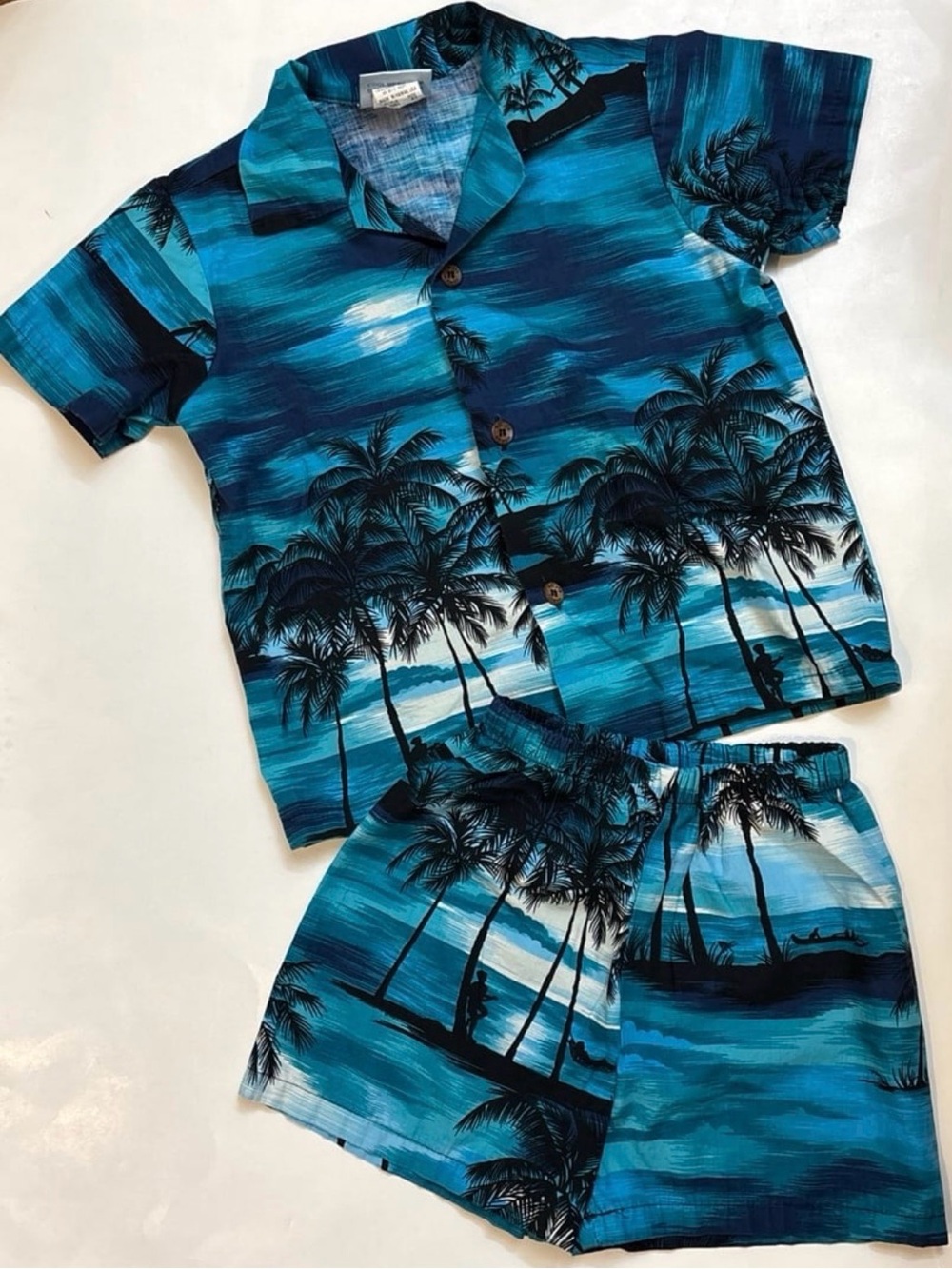 RJC Tropical Blue Palm Print Matching Set